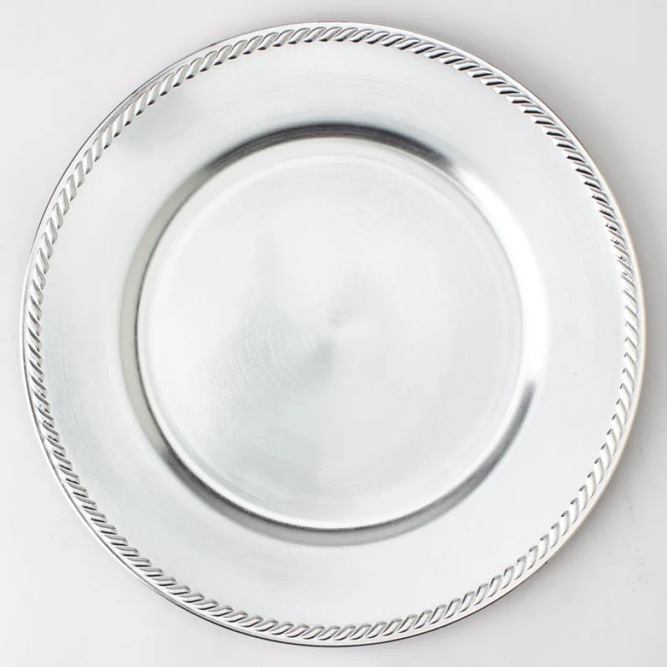 Decostar™ 13" Plastic Charger Plate - A - 24 Pack - Silver