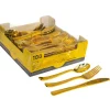 Decostar™ Plastic Cutlery Set 100pc/pack - Gold