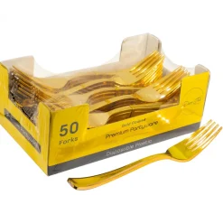 Decostar™ Plastic Forks Set 50pc/pack - Gold