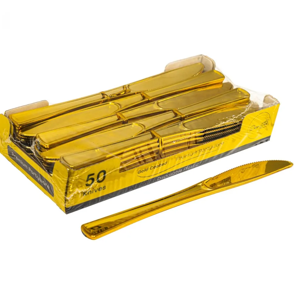 Decostar™ Plastic Knives Set 50pc/pack - Gold
