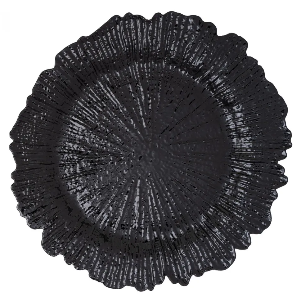 Decostar™ Plastic Reef Charger Plate 13" - Black - 24 Pieces