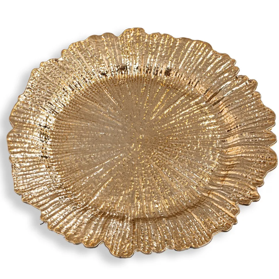 Decostar™ Plastic Reef Charger Plate 13" - Gold - 24 Pieces