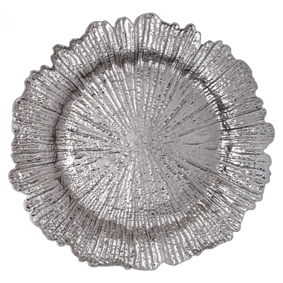 Decostar™ Plastic Reef Charger Plate 13" - Charcoal - 24 Pieces