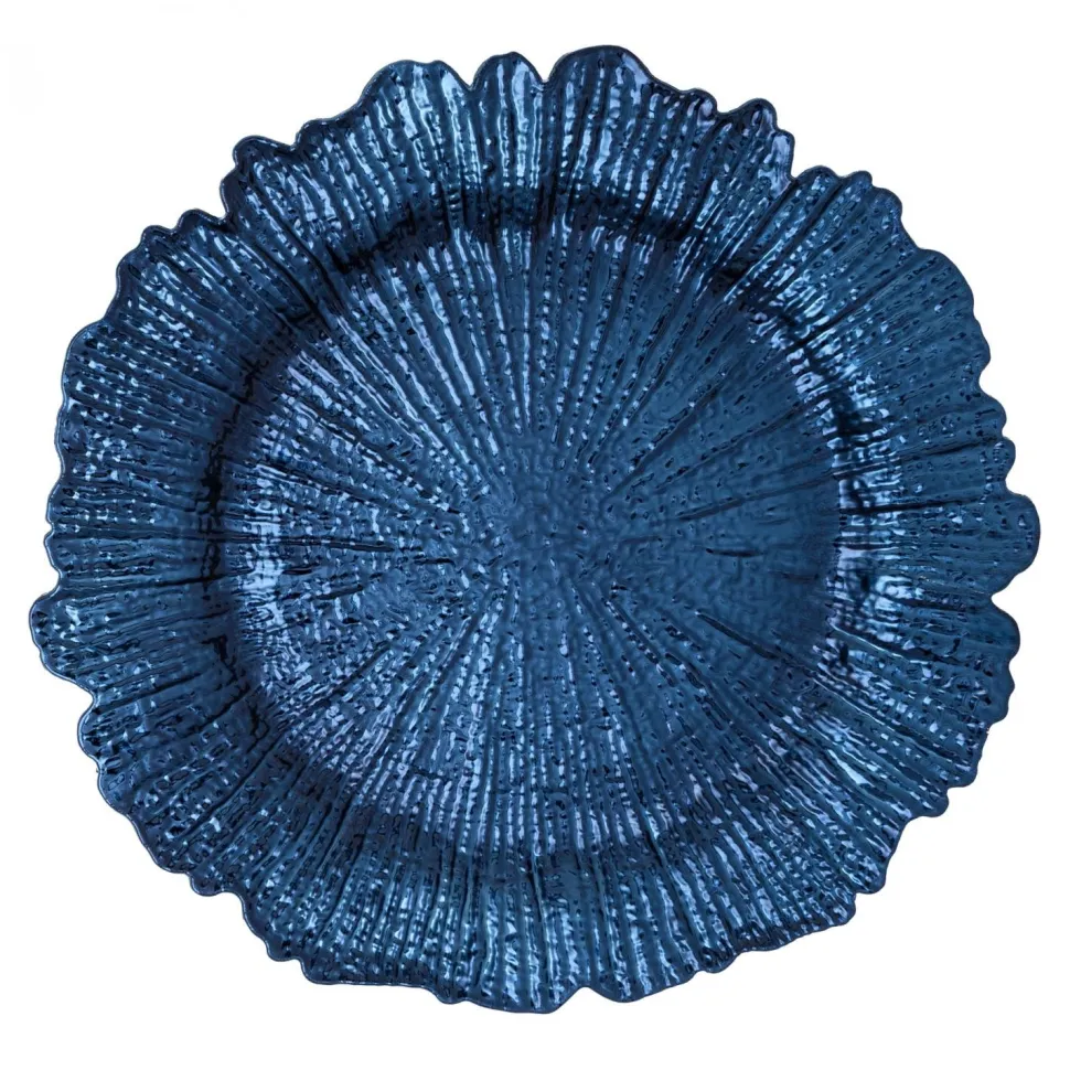 Decostar™ Plastic Reef Charger Plate 13" - Navy - 24 Pieces