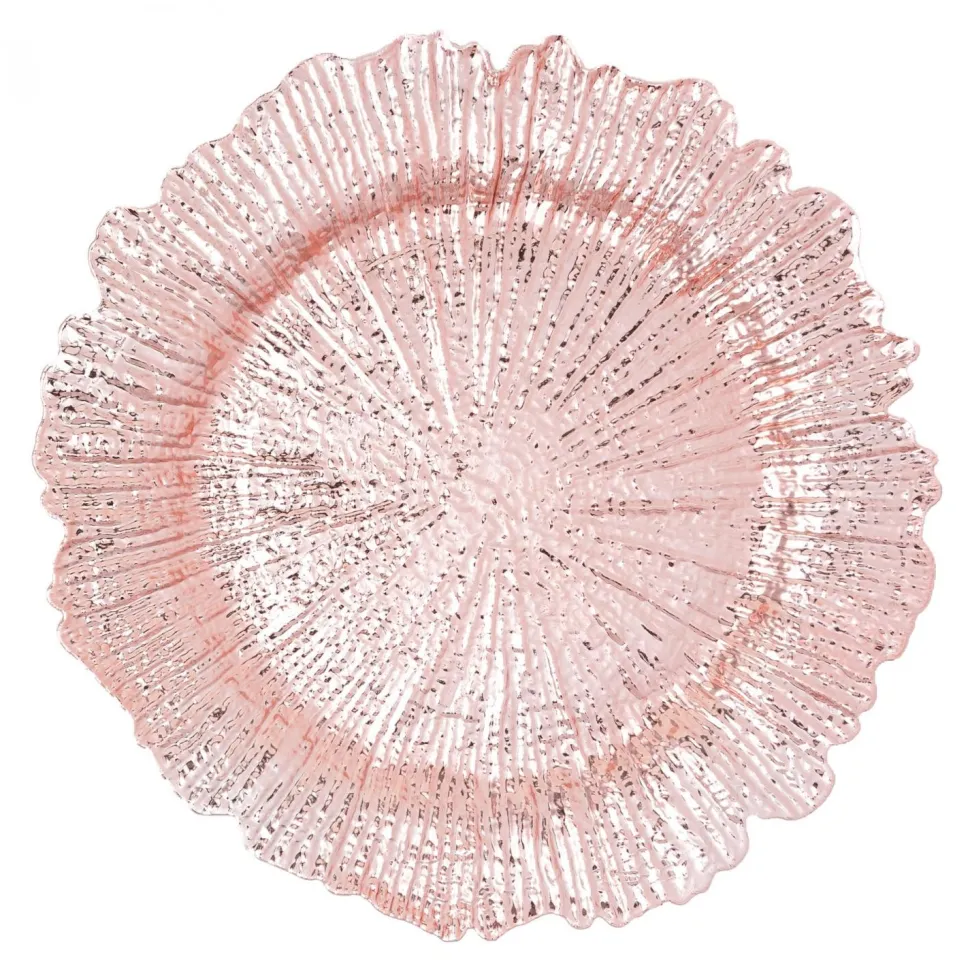 Decostar™ Plastic Reef Charger Plate 13" - Blush - 24 Pieces