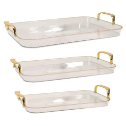 Decostar™ Plastic Serving Tray 3pc/set with Gold Edge