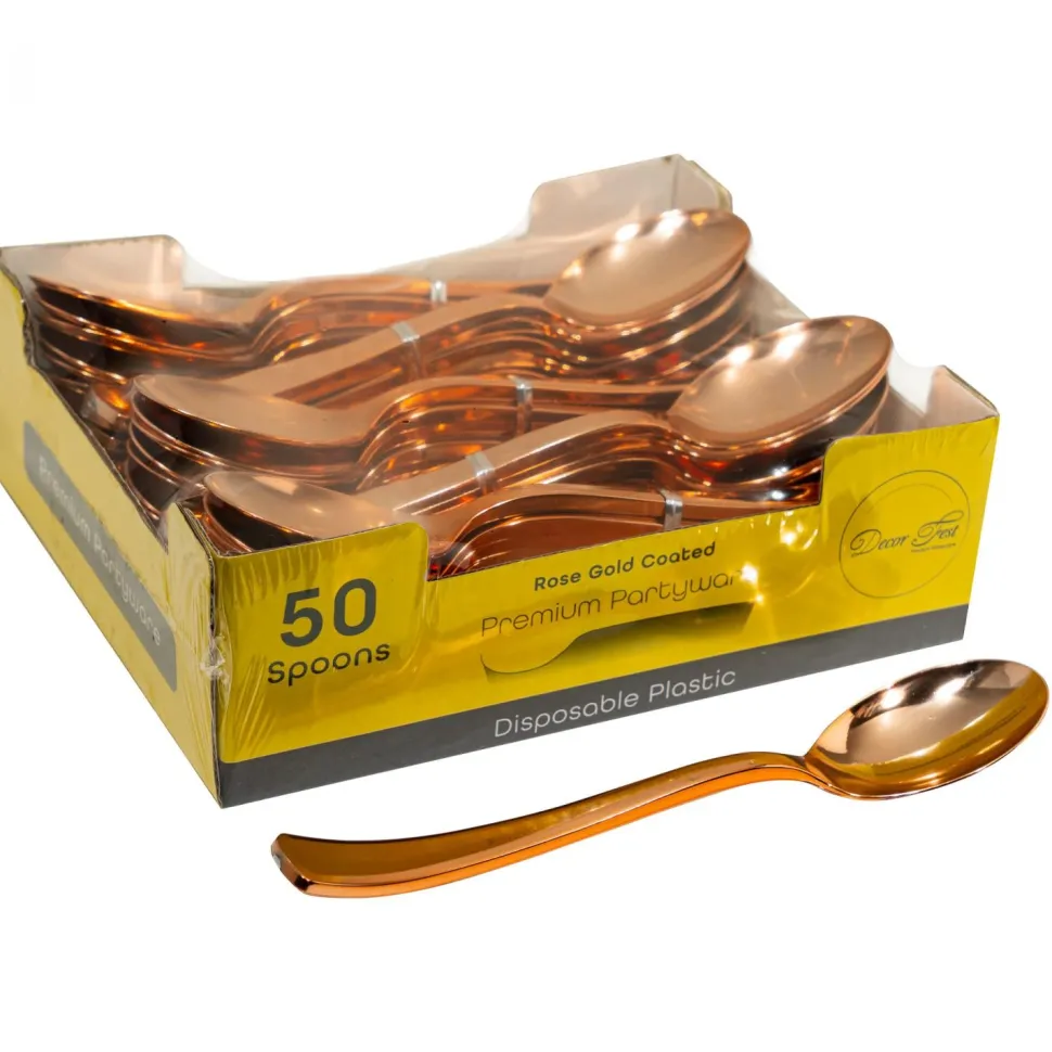 Decostar™ Plastic Spoons Set 50pc/pack - Rose Gold