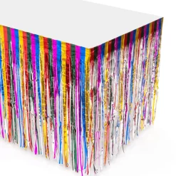 Decostar™ Rainbow Metallic Foil Table Skirt 14ft