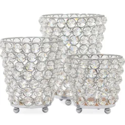 DecoStar™ Real Crystal Cylinder Candle Holder 3 Piece Set!