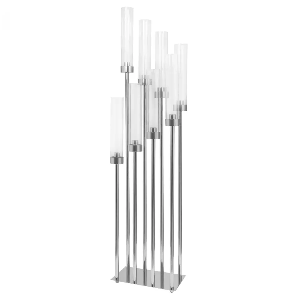 Decostar™ Rectangular Eight Arm Cluster Candle Holder 42" - Silver