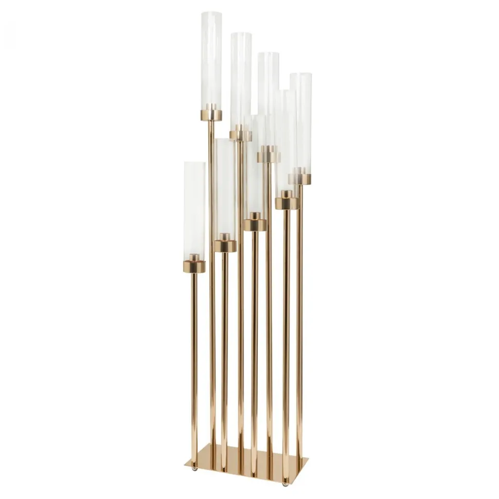 Decostar™ Rectangular Eight Arm Cluster Candle Holder 42" - Gold