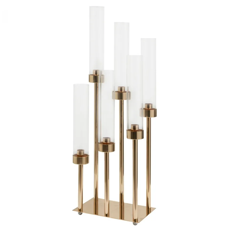 Decostar™ Rectangular Six Arm Cluster Candle Holder 24½" - Gold