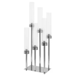 Decostar™ Rectangular Six Arm Cluster Candle Holder 24½" - Silver