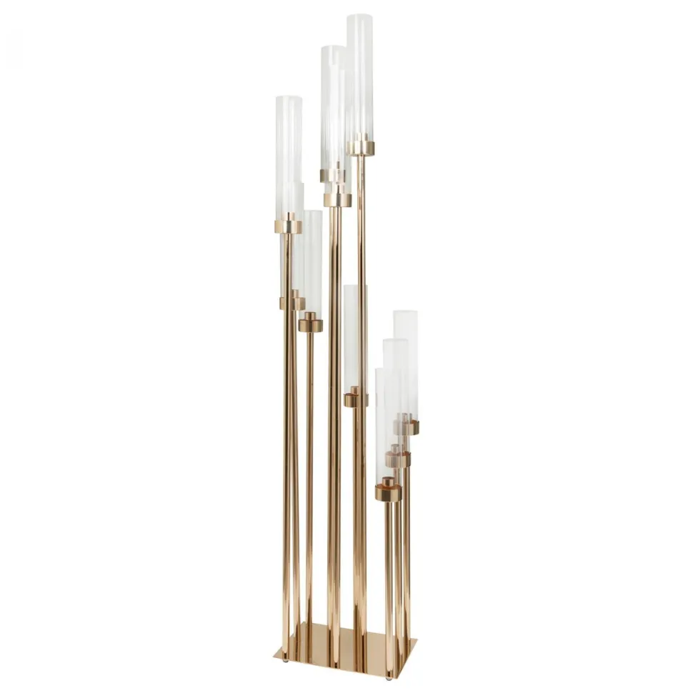 Decostar™ Rectangular Ten Arm Cluster Candle Holder 46"- Gold