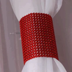 DecoStar™ Red Rhinestone Mesh Velcro Band / Curtain Tie