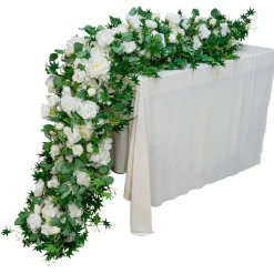 Decostar™ Rose & Eucalyptus Leaves Table Runner 79" - White