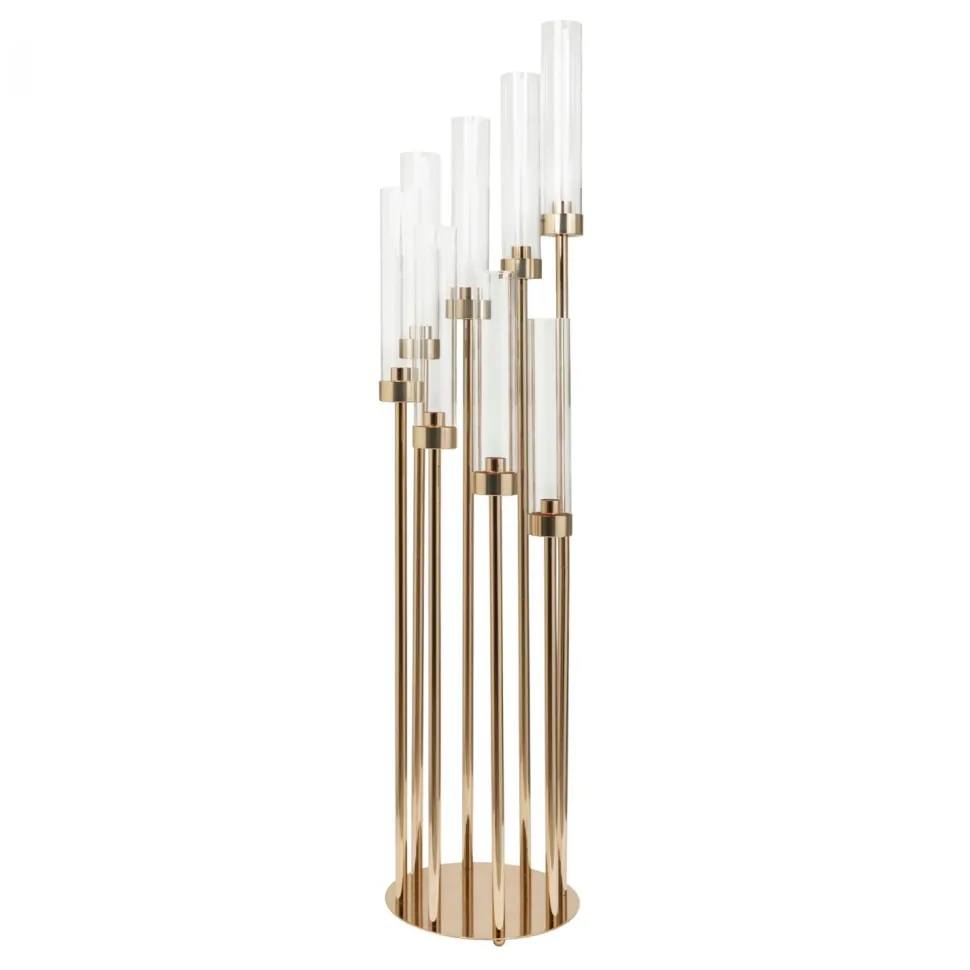 Decostar™ Round Eight Arm Cluster Candle Holder 42"- Gold