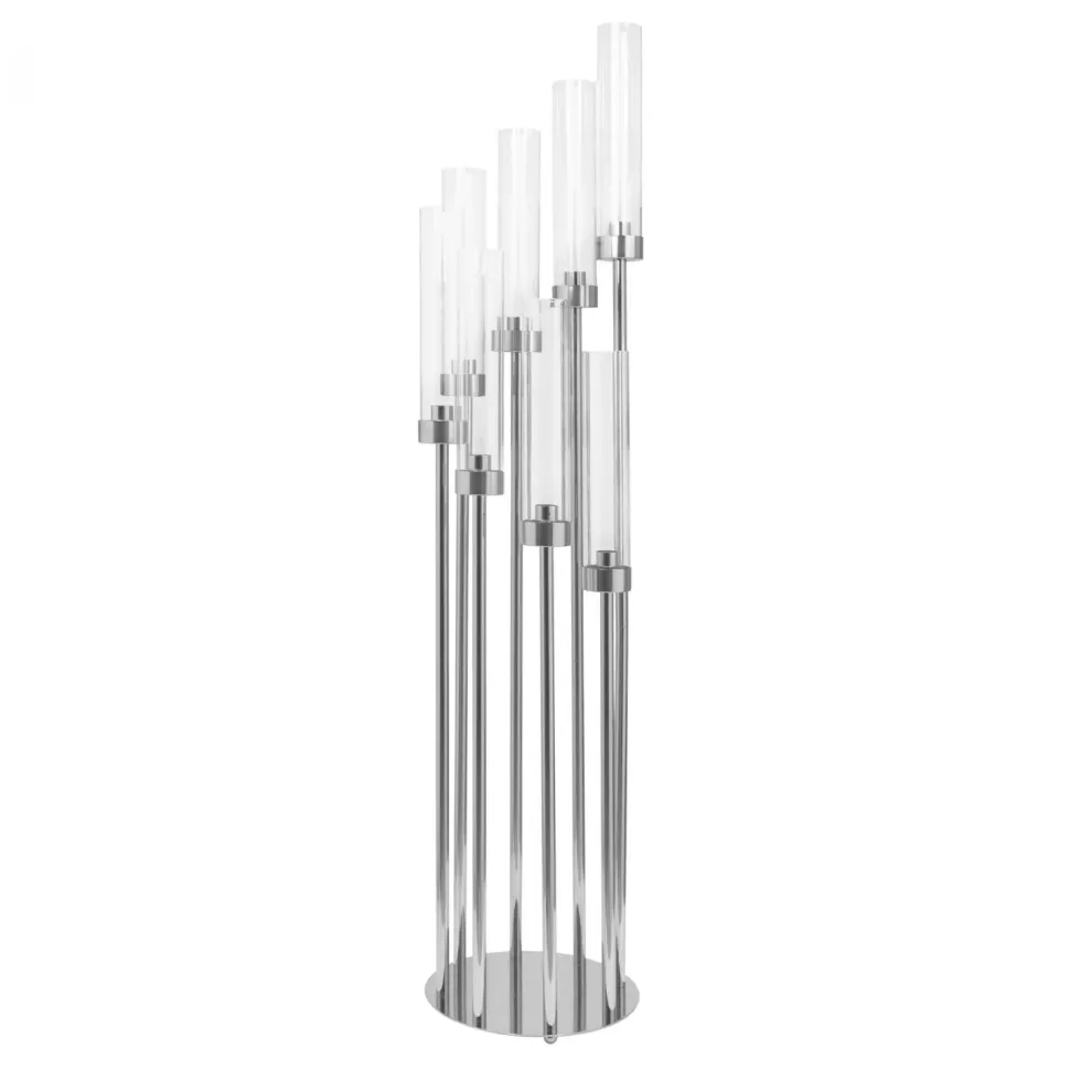 Decostar™ Round Eight Arm Cluster Candle Holder 42"- Silver