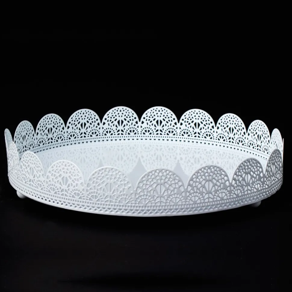 Decostar™ Round Eyelet Treat Metal Tray 9½" - White