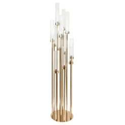 Decostar™ Round Twelve Arm Cluster Candle Holder 54"- Gold