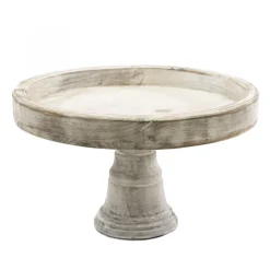 Decostar™ Rustic Wood Pedestal Cake Stand 7" - Natural