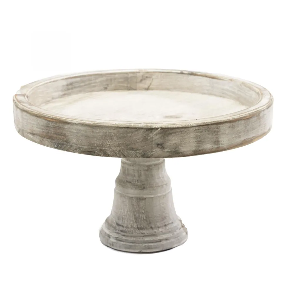 Decostar™ Rustic Wood Pedestal Cake Stand 7" - Natural