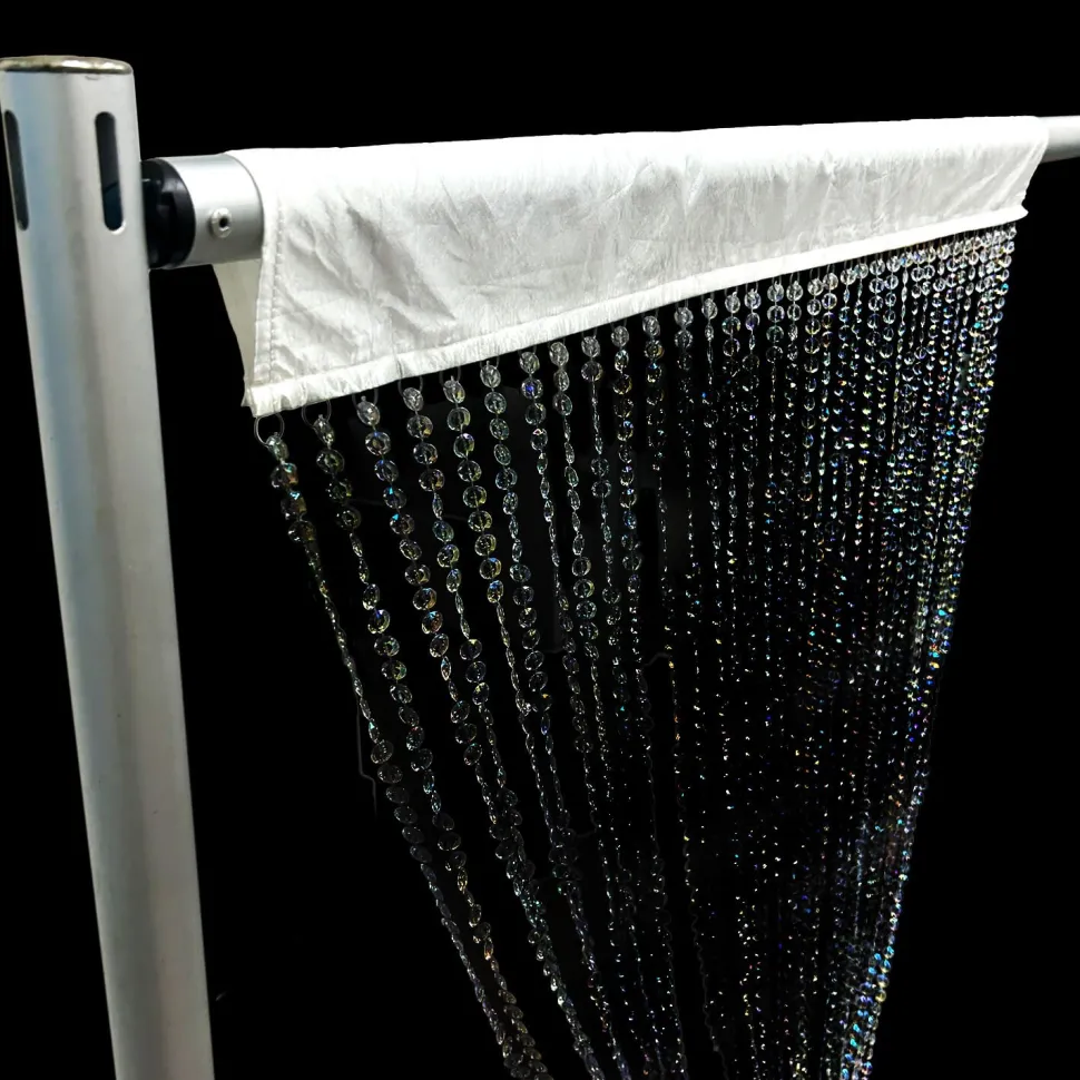DecoStar™ Satin Top Rod Pocket 12ft. Jewel Crystal Iridescent Diamond Cut Curtain
