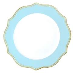 Decostar™ Scalloped with Gold Trim Plastic Charger Plate 13" - 24 Pieces - Blue