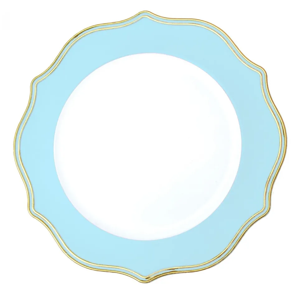 Decostar™ Scalloped with Gold Trim Plastic Charger Plate 13" - 24 Pieces - Blue