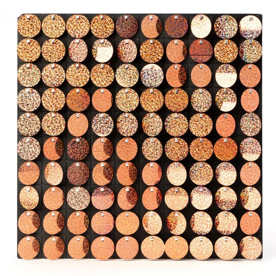 Decostar™ Shimmer Wall Panels w/ Black Backing & Round Sequins - 24 Tiles - Gold - Glitter Rose Gold