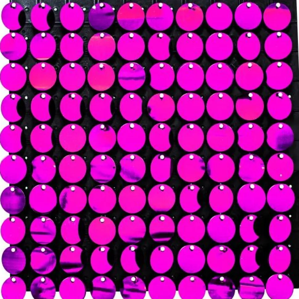 Decostar™ Shimmer Wall Panels w/ Black Backing & Round Sequins - 24 Tiles - Fuchsia