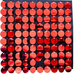 Decostar™ Shimmer Wall Panels w/ Black Backing & Round Sequins - 24 Tiles - Red