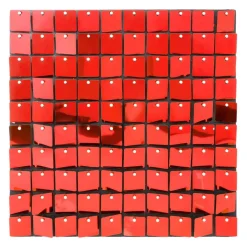 Decostar™ Shimmer Wall Panels w/ Black Backing & Square Sequins - 24 Tiles - Red