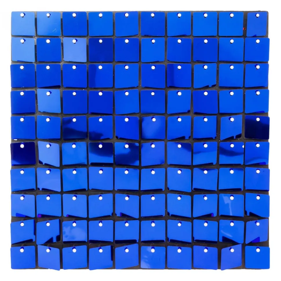Decostar™ Shimmer Wall Panels w/ Black Backing & Square Sequins - 24 Tiles - Royal Blue