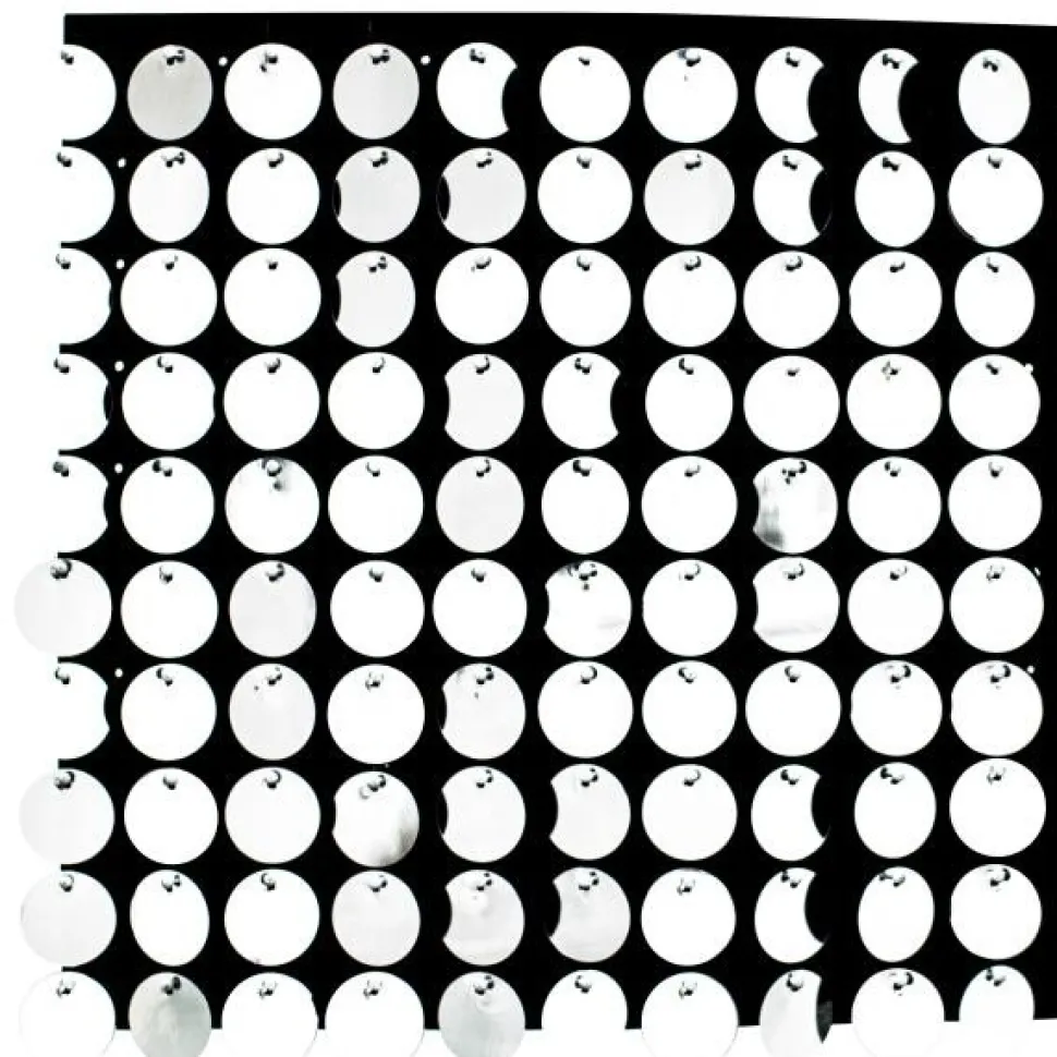 Decostar™ Shimmer Wall Panels w/ Black Backing & Round Sequins - 24 Tiles - Silver