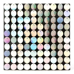 Decostar™ Shimmer Wall Panels w/ Black Backing & Round Sequins - 24 Tiles - White Iridescent