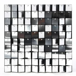 Decostar™ Shimmer Wall Panels w/ Black Backing & Square Sequins - 24 Tiles - Silver