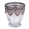 DecoStar™ Silver Mercury Votive/Candle Holder on Small Pedestal w/ Metal Rim - 3.15" Tall - 6 Pack!
