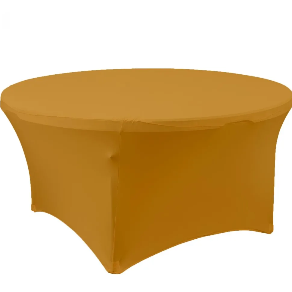 Decostar™ Spandex Round Table Cover 72" - Gold