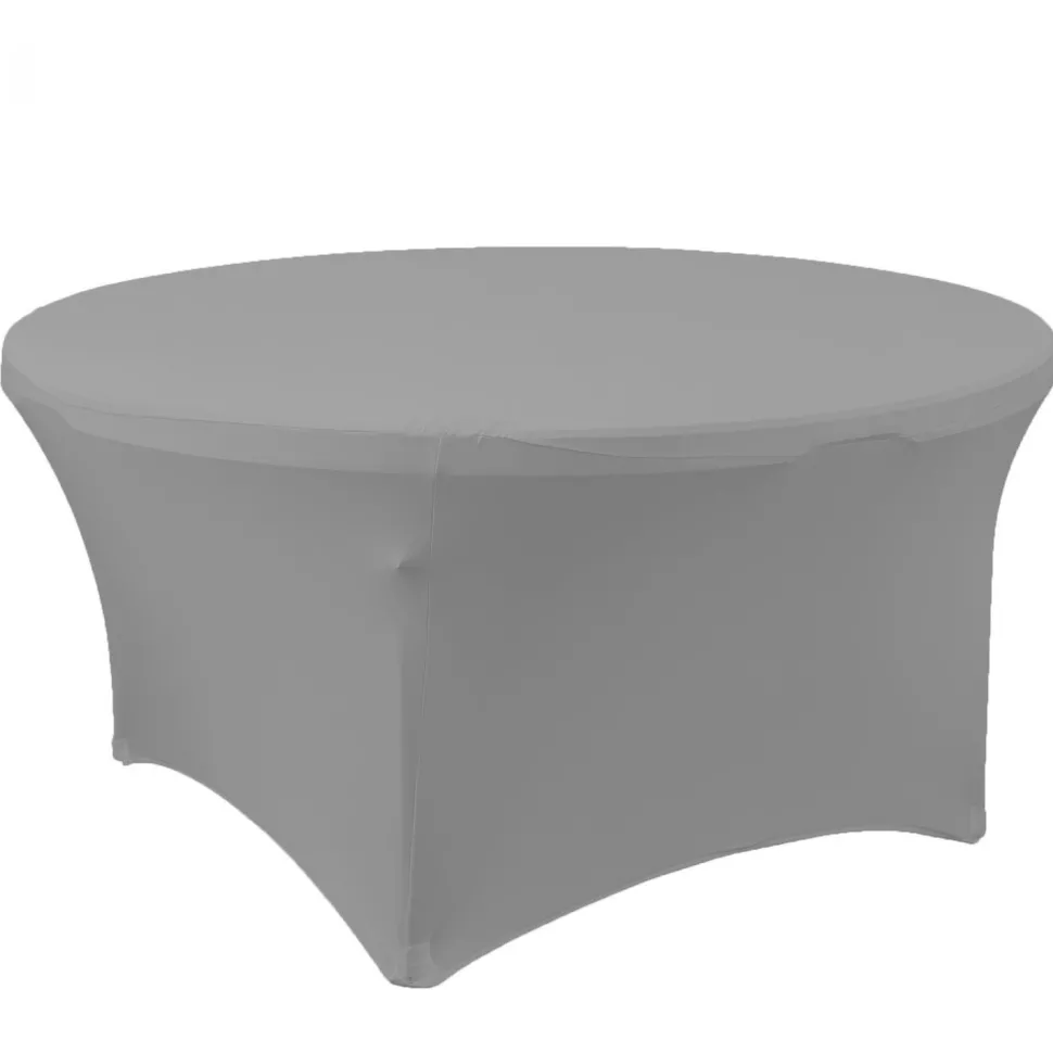 Decostar™ Spandex Round Table Cover 72" - Silver