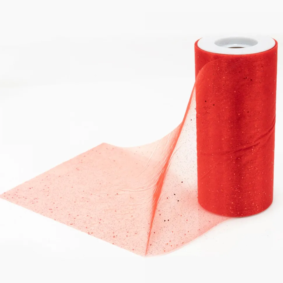 Decostar™ Sparkle Organza Rolls 6" x 25yds - Red