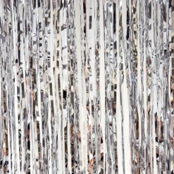 Decostar™ Sparkling Metallic Foil Fringe Curtain 96" 12 Pieces - Silver