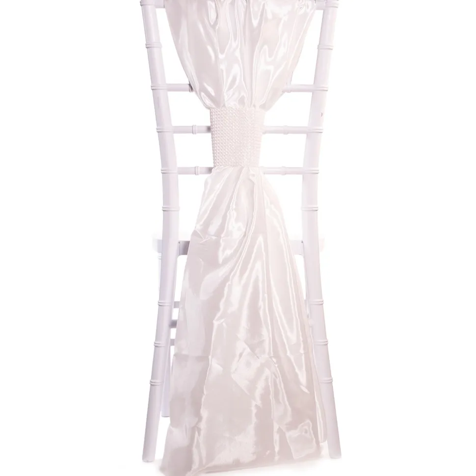 DecoStar™ Taffeta Single Piece Simple Back Chair Accent - White