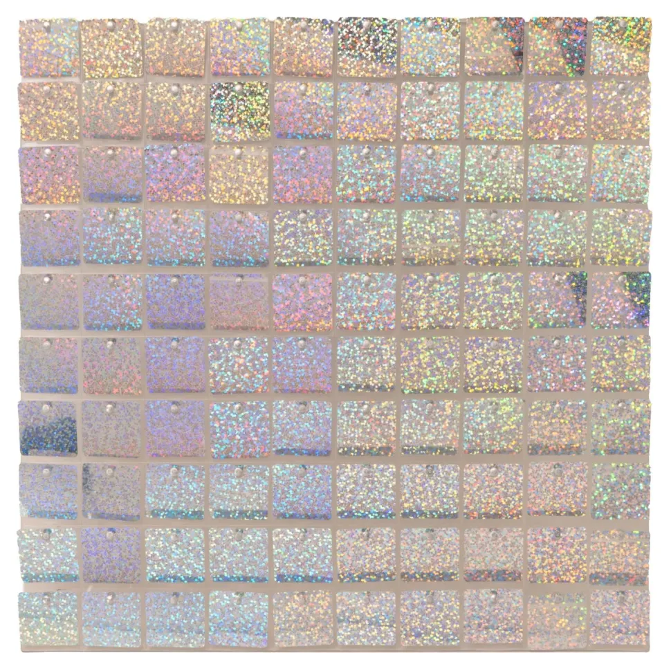 Decostar™ 24 Tiles - Square Clear Frame Spangle Wall Décor - Glitter Holographic