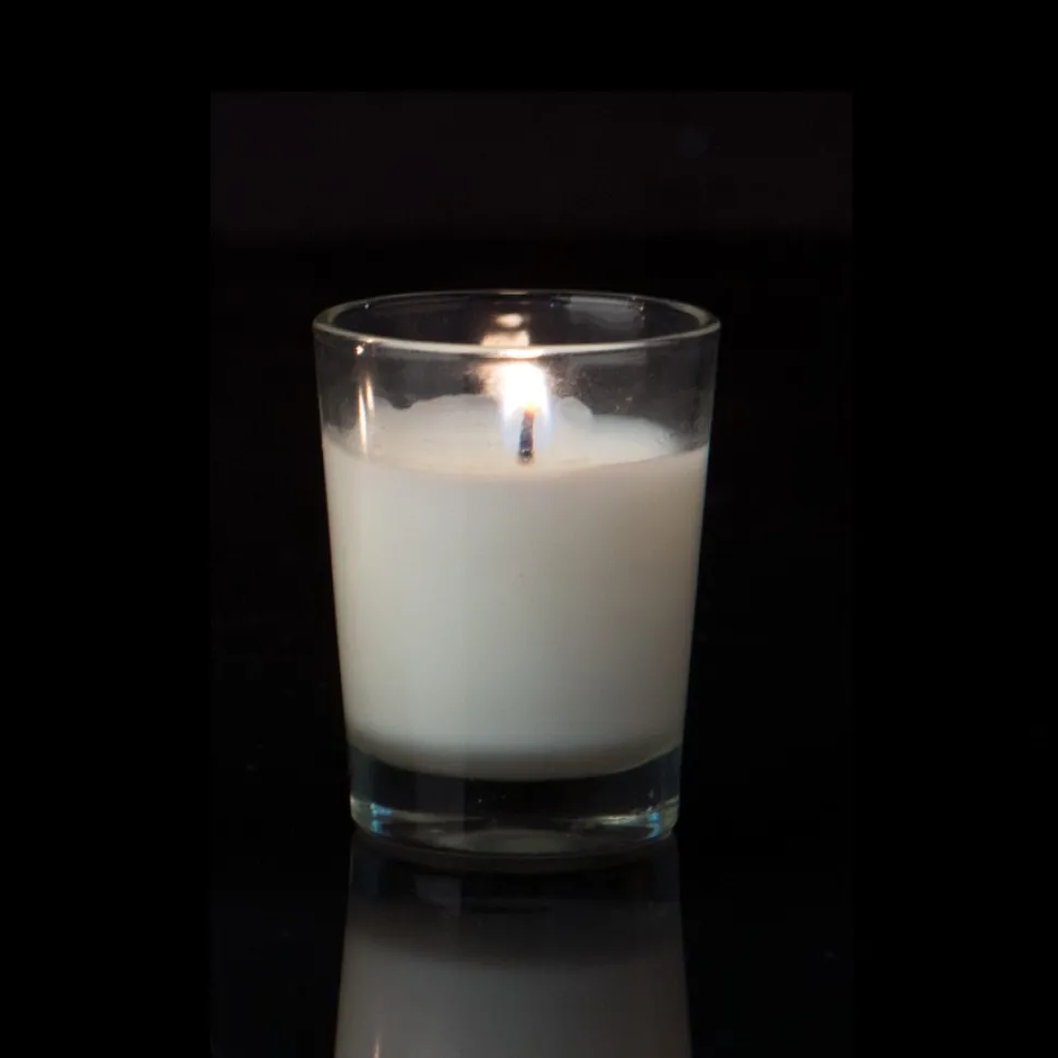 Decostar™ Unscented Poured Glass Votive Candles - 144 Pieces - 3/8" - White