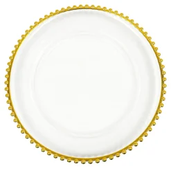Decostar™ 12½" Value Beaded Rim Plastic Charger Plate - 24 Pieces - Gold