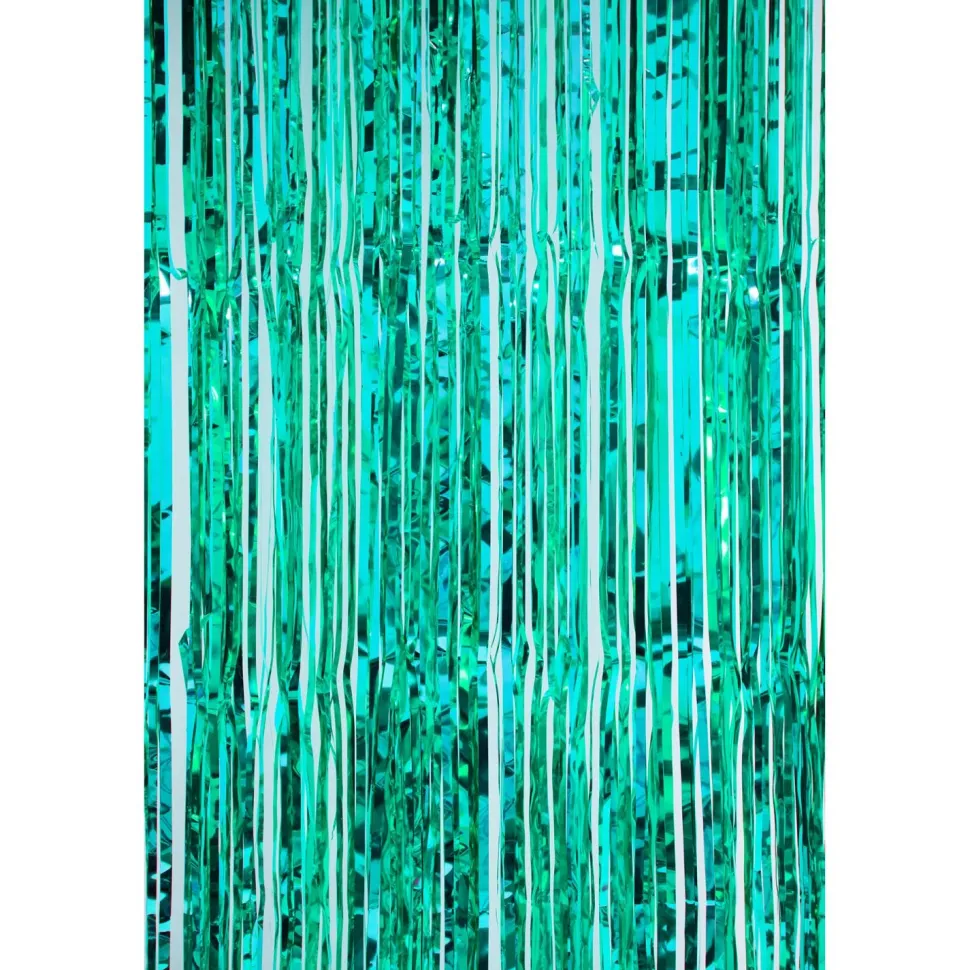 Decostar™ Value Metallic Foil Fringe Curtain 96" - Aqua