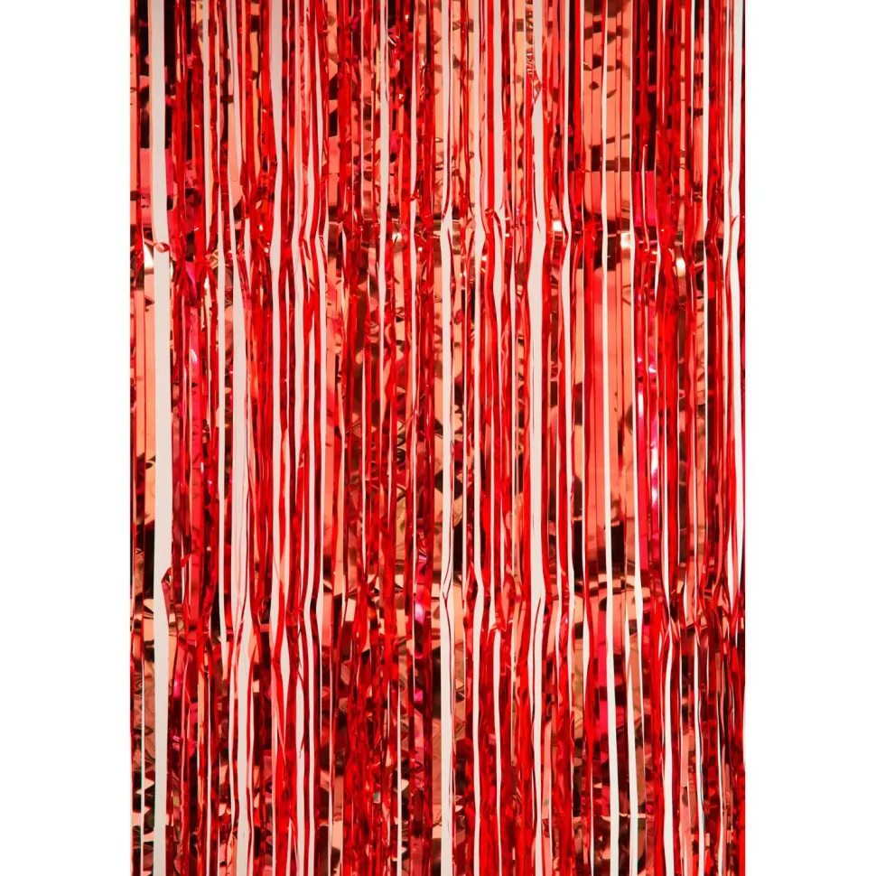 Decostar™ Value Metallic Foil Fringe Curtain 96" - Red