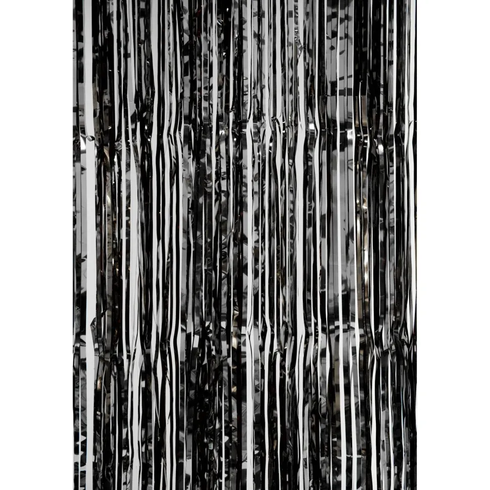 Decostar™ Value Metallic Foil Fringe Curtain 96" - Black