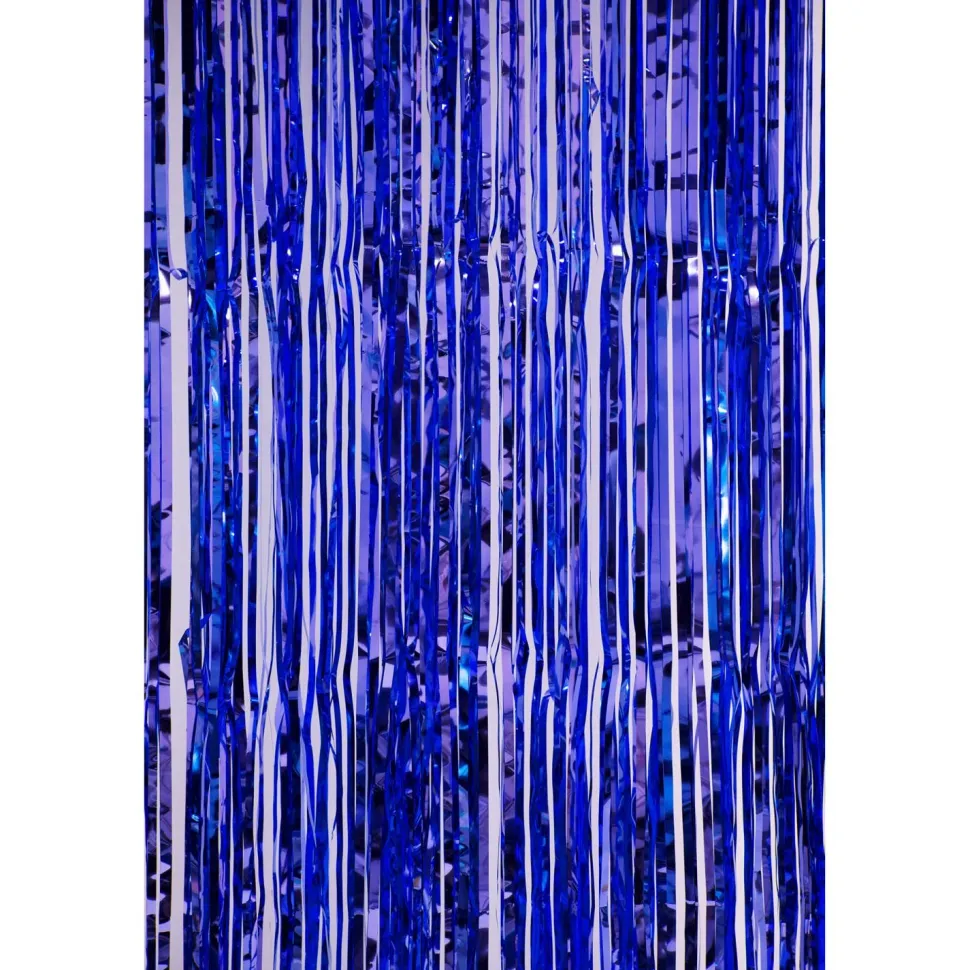 Decostar™ Value Metallic Foil Fringe Curtain 96" - Royal Blue